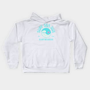 surf groovy design blue Kids Hoodie